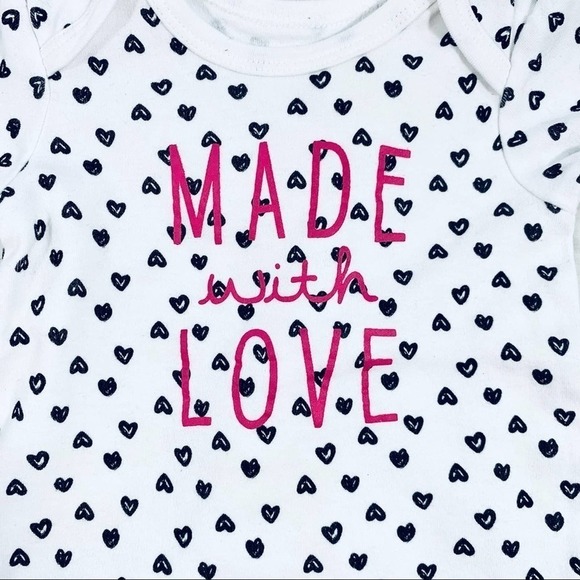 Bob Bebe Made with Love Romper 0-3 Months Infant Baby Girl Hearts White - Picture 2 of 7